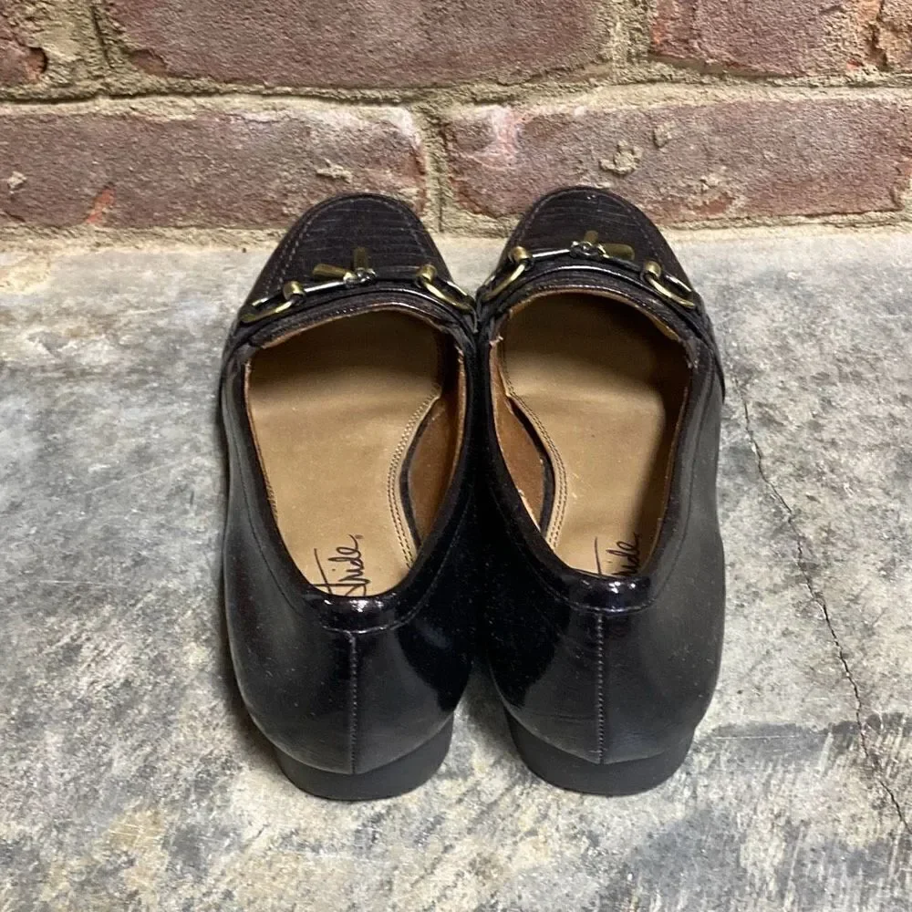 LifeStride Embers Brown Patent Croco Slip-on Loafers Size 9